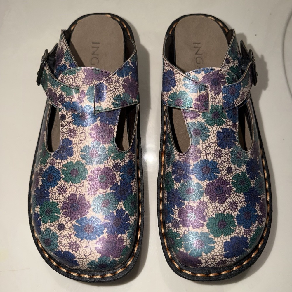 Ingaro Happy Nursing Shoes Slides Clogs Size 8.5 Women Multicolor Slip Resistant
